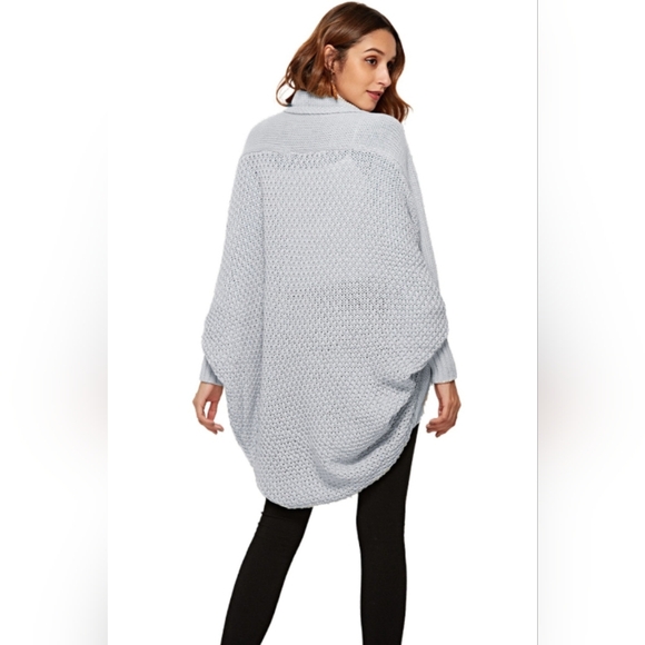 Oversized Knit Cardigan Batwing Sleeve Lightweight Baggy Open Front Sweater - Picture 5 of 14